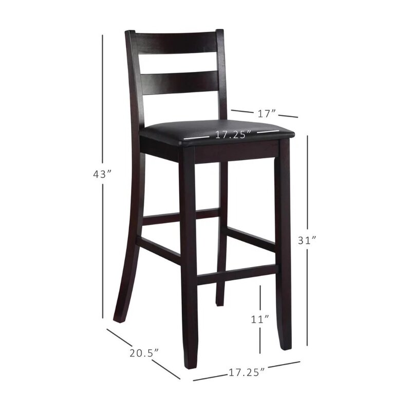Барный стул Linon Triena, темно-коричневый, Высота 30 дюймов, сборка необходима, прочный, красивый дизайн и стильный