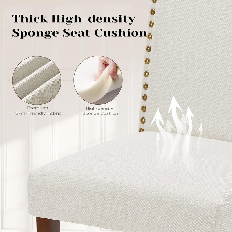 Set kursi makan 4, kursi ruang makan kain, kursi Parson lapis kain dengan kaki kayu dan kaki samping dapur