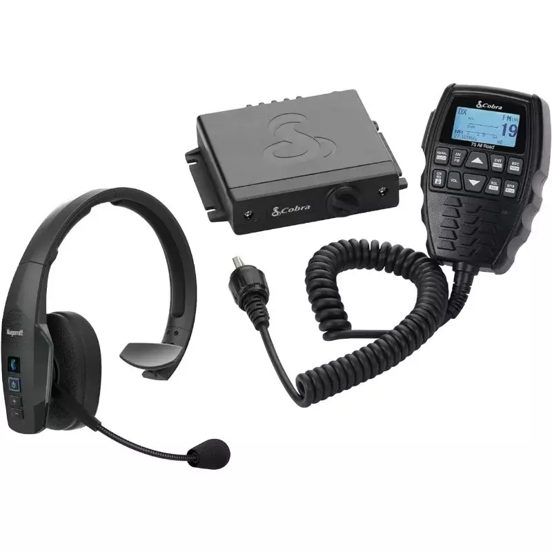 Cobra 75 All Road Wireless CB Radio with BlueParrott B450-XT Noise Cancelling Bluetooth Headset - Dual-Mode AM/FM, Black