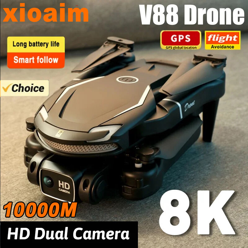 Xiaomi Mini V88 Drone, 8K, 5G, GPS, Photographie aérienne HD professionnelle, Avion télécommandé, Caméra HD pour touristes, Quadcopter, Jouet UAV