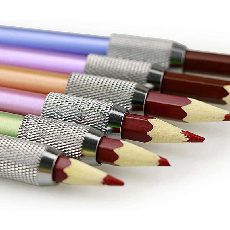 12個メタルカラーロッドシングルエンド鉛筆エクステンダー鉛筆エクステンダーペンレセプタクル延長鉛筆ケース