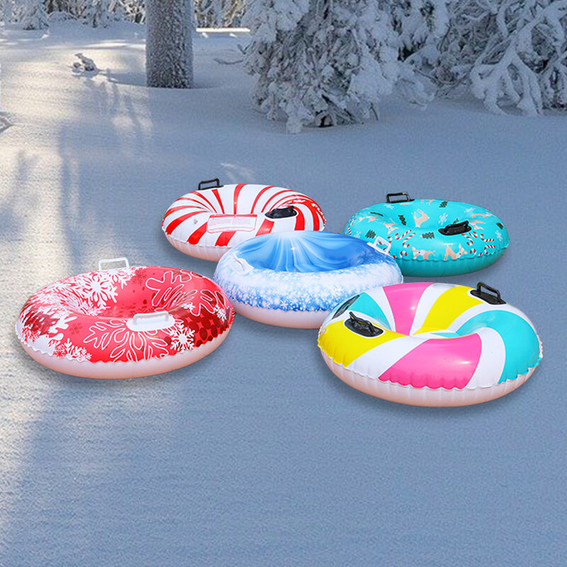 Anillo de esquí inflable de PVC engrosado para invierno, tabla Circular portátil para exteriores, anillo de arrastre inflable, suministros de esquí de trineo de Navidad