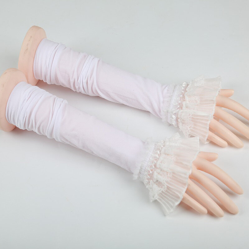 Летние кружевные перчатки солнцезащитные рукава перчатки солнцезащитные длинные кружевные безпальцевые варежки закрывающие шрамы эластичные рукава для вождения