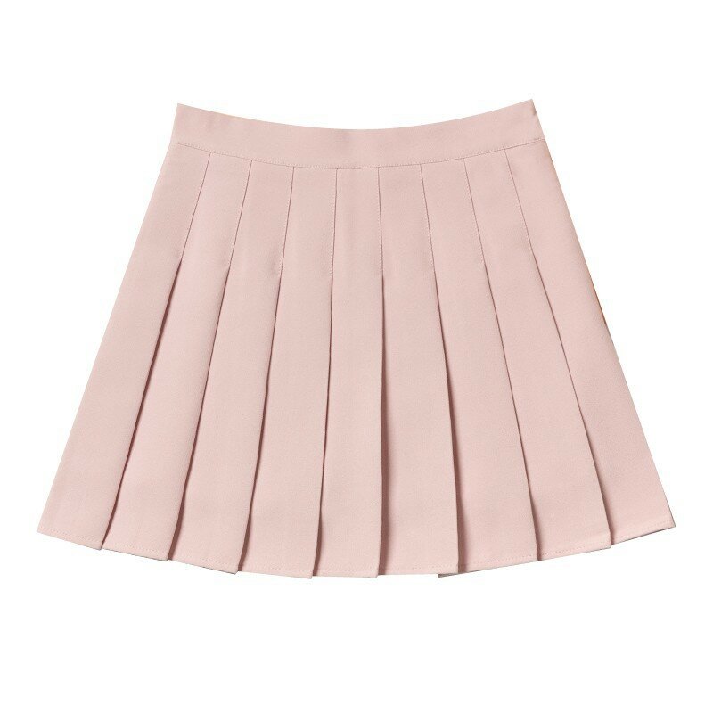 New Fashion Four Seasons Short Skirt Women's Pleated Skirt JK Uniform Skirts (Lengthened + Safety Pants + Zipper + Button)