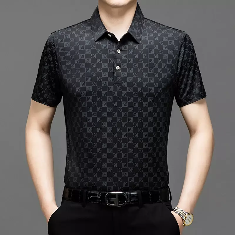 Ice Silk Short Sleeved Shirt, Men's Trendy Niche Design, Handsome Floral Short Sleeved Shirt