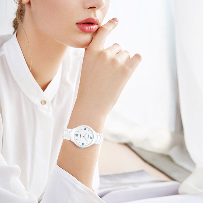 Montres en céramique pour femmes, montre-bracelet de luxe à quartz, offre spéciale