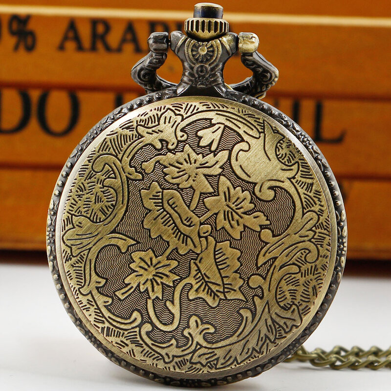 ساعة جيب كوارتز مع سلسلة ، ساعات فوب ، غطاء زجاجي ، بني داكن ، هدية للرجال والنساء ، موضة جديدة ، 2023