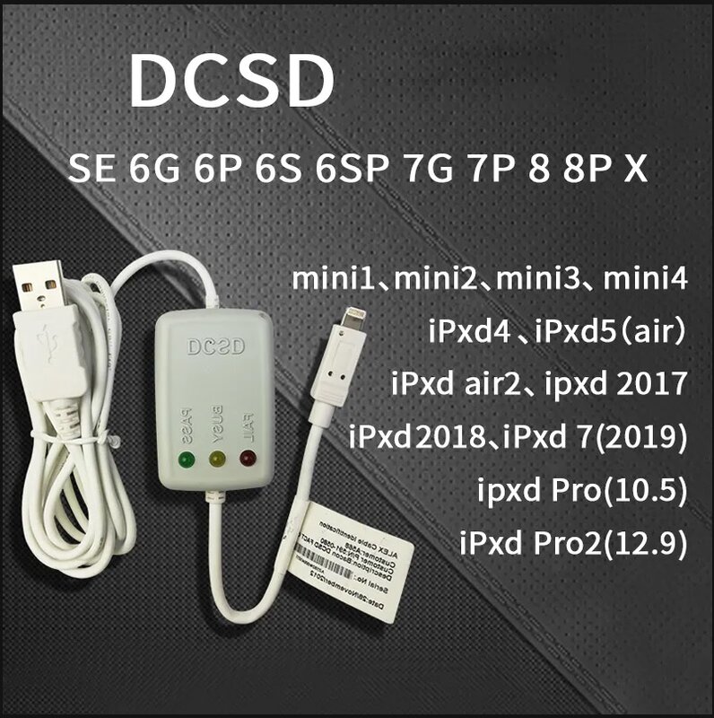 Cabo DCSD para iPhone iPad, linha de tela roxa, leitura e gravação, desbloqueio de dados do disco rígido, Wi-Fi para SE 6G 6P 6S 6SP 7G 7P 8 8P X Mini 1 Mini