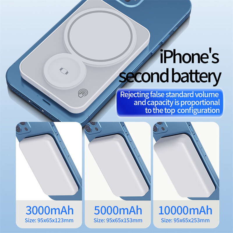 3 w 1 Macsafe Powerbank magnetyczny do iphone 15 14 13 12 Airpods Pro Apple Watch zewnętrzna bateria pomocnicza