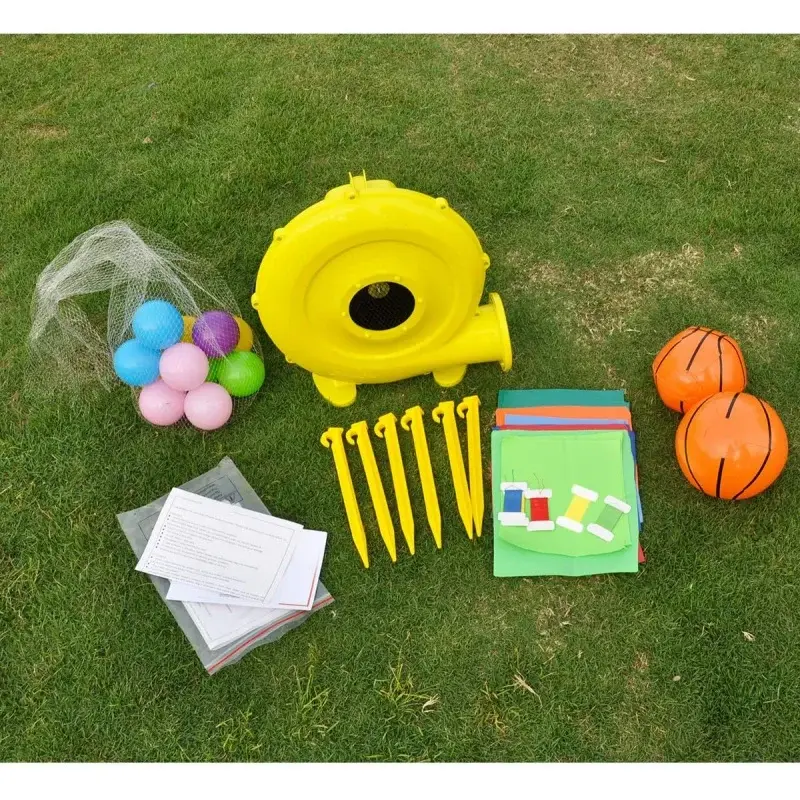 Casa de rebote inflable de salto RETRO, hinchable para exteriores, niños con Pit y Bask de bola de salto