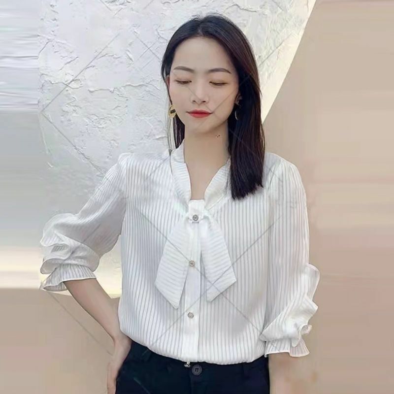 Koreanisches Geschäft lässig Unterwolle Sommer einfarbig Ärmel Damen bekleidung Damen Temperament Tops Büro Dame Blusen