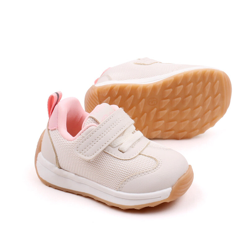 พื้นรองเท้ายางนุ่มลายตาข่ายระบายอากาศได้ดีเด็กหญิงเด็กชายกันลื่นสีพื้นรองเท้าสำหรับเด็กหัดเดิน