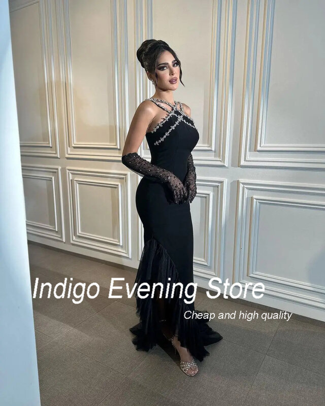 Indigo Evening Dresses Spaghetti Beading Floor-Length Formal Occassion Dress For Women 2024 فساتين السهرة  Abendkleider Damen