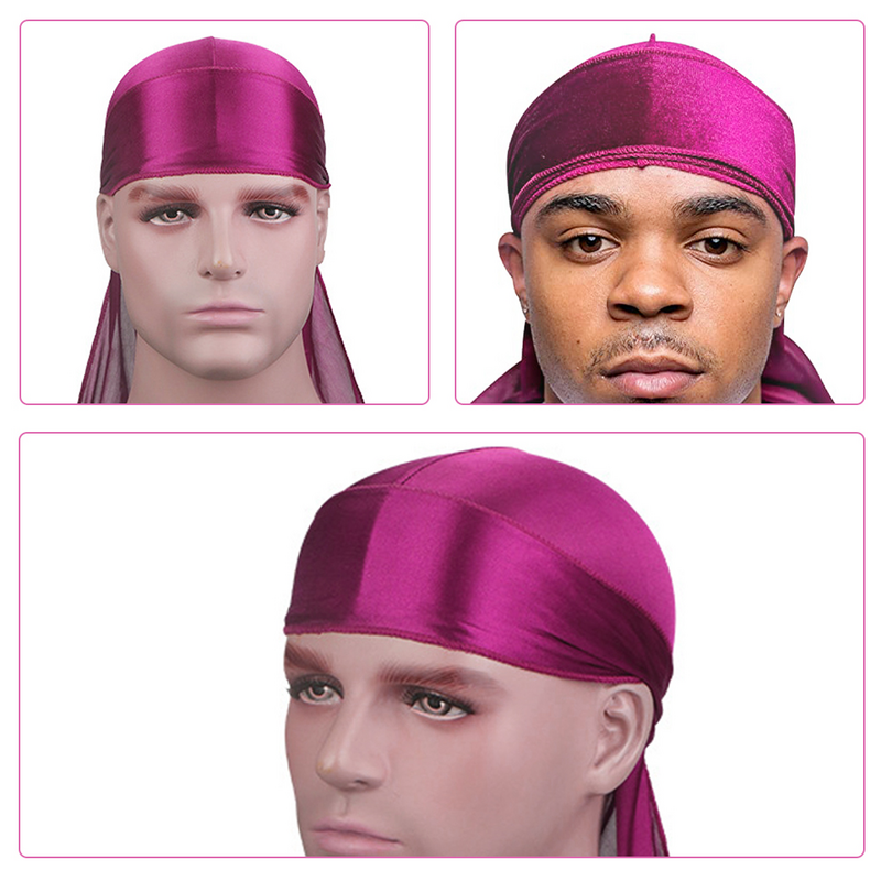 Durag Durags Bandanas For Men Men Satin Tail Long Headwraps Bandanas For Meny Women Headscarf Cap Elastic Caps Head Hair