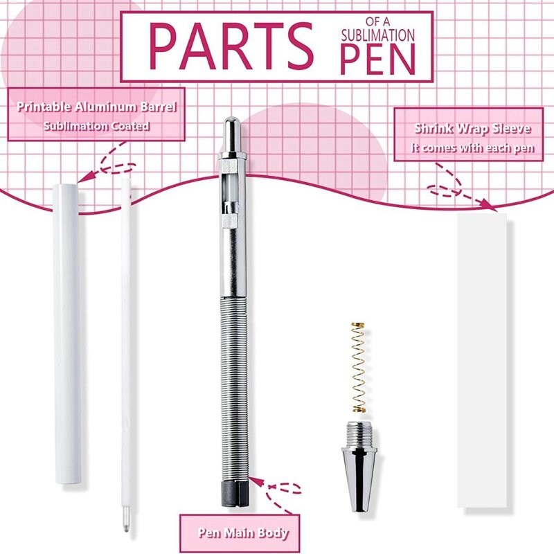 Сублимационная ручка без зажима, термоусадочная упаковка, сублимационная Шариковая ручка для самостоятельного изготовления офиса