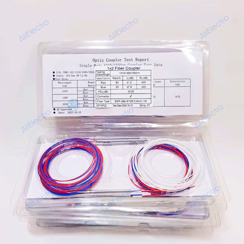 Оптоволоконный разветвитель FBT 10/90 20/80 30/70 40/60 50/50 различных типов 1x2 0,9 мм, несбалансированный соединитель без разъемов, 20 шт.