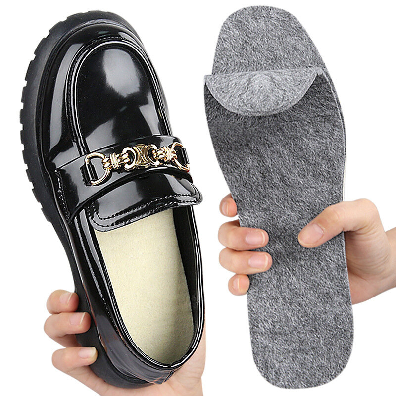 1Pair Winter Warm Breathable Insoles Cuttable Thicken Thermal Soft Wool Shoe Pads Sweat-absorbent Snow Boot Sport SInsert