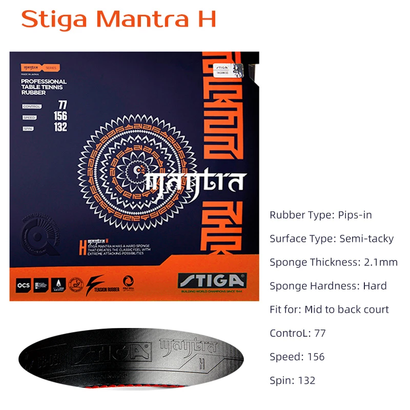 STIGA MANTRA M / H / S Series Table Tennis Rubber Semi-tacky Pimples-in Offensive Ping Pong Rubber for Mid and Back Court