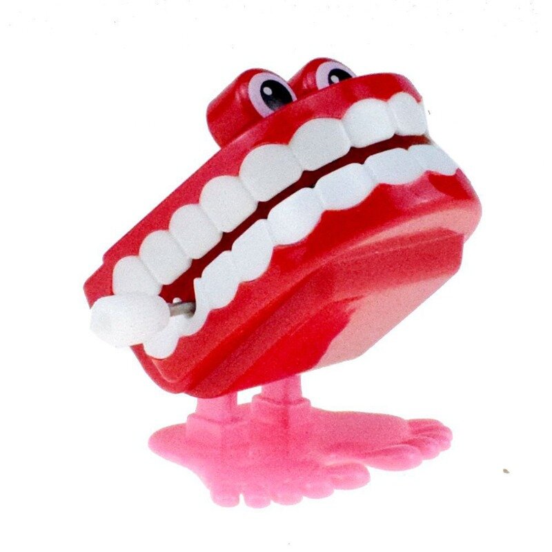Red and Yellow Winding with Chain Eyes Without Eyes Jumping Teeth Ghost Teeth Halloween Christmas Small Gifts String Toys