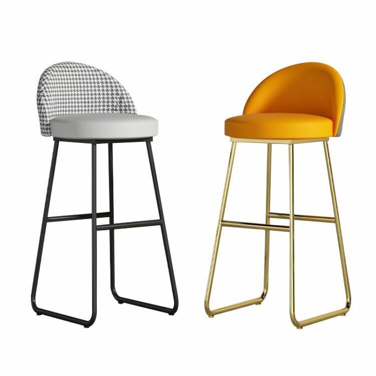 Nordic High stool Kitchen leisure leather Bar chair  with backrest luxury design Home bar furniture gold legs chair