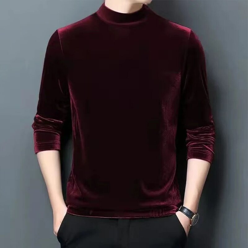 Wygodny sweter z bluzką cały sezon swobodną elastyczność półgolf sweter z długim rękawem, wąska dopasowany T-Shirt