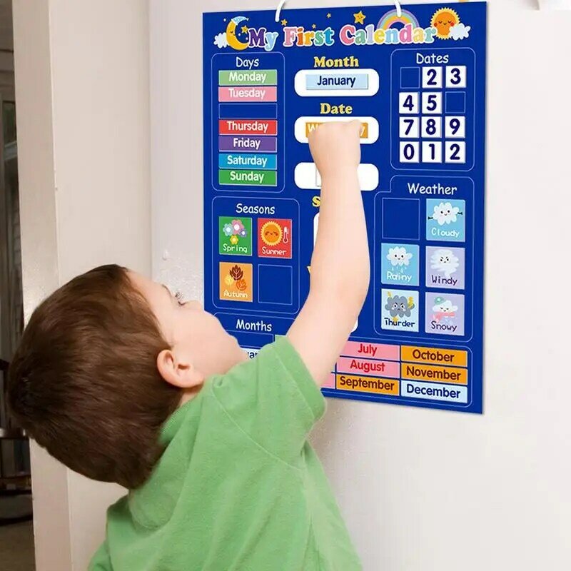 Kinderkalender Eerste Dagelijkse Magnetische Kalender Kinderen Weerstation Voorschoolse Leren Speelgoed Klaskalender Set Beschikbaar Voor