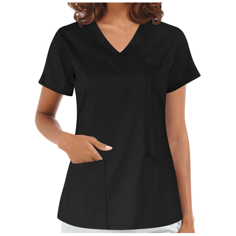 Sólidos uniformes de enfermeira mulheres esfrega topos de enfermagem trabalhando uniforme médico blusa acessórios de enfermeira uniformes uniformes de enfermagem