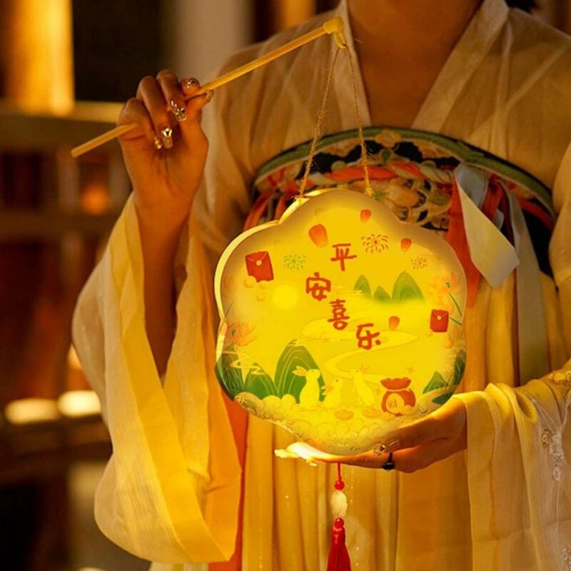 Linterna de conejo colgante china hecha a mano, brillo tridimensional, medio Otoño, niños