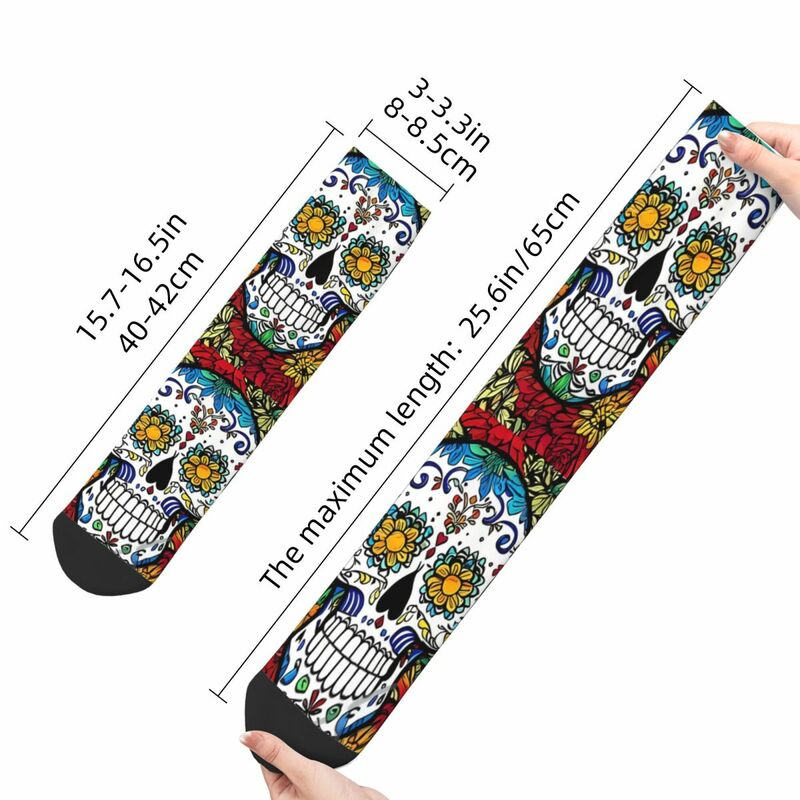 Забавные сумасшедшие носки для мужчин, цветной винтажный день мертвецов, Мексиканский череп, качественный узор, выходные носки с принтом, новинка, подарок
