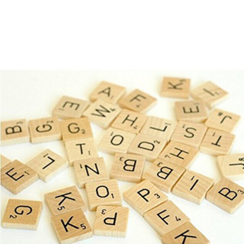 Carreaux de l'alphabet en bois avec lettres et chiffres noirs, puzzle numérique pour artisanat, 100 pièces
