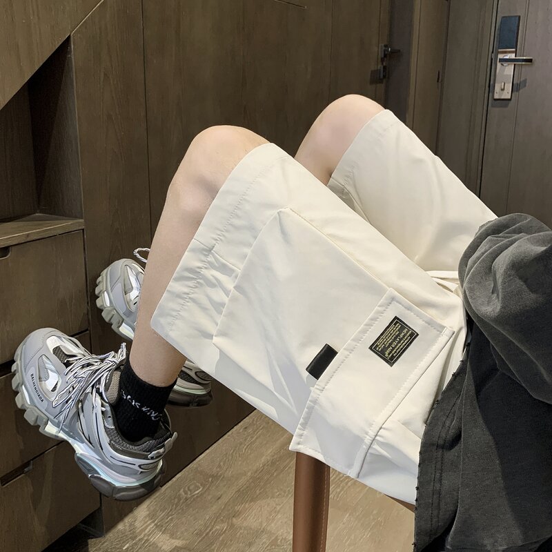 Pantalones cortos de verano para hombre, holgado Pantalón deportivo de gran tamaño, con múltiples bolsillos, de pierna recta, Color sólido, estilo informal, novedad de 2024