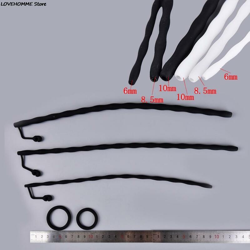 3 pz/set dilatatori uretrali bianchi neri cateteri uretra formazione Plug giocattoli per uomo suoni in Silicone 35cm lunghezza 6/8/10mm larghezza