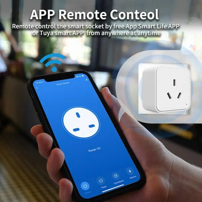 1~5PCS Tuya Smart Socket Plug Smartlife App Wireless Remote Control Power Output Power Monitoring Timing Work with