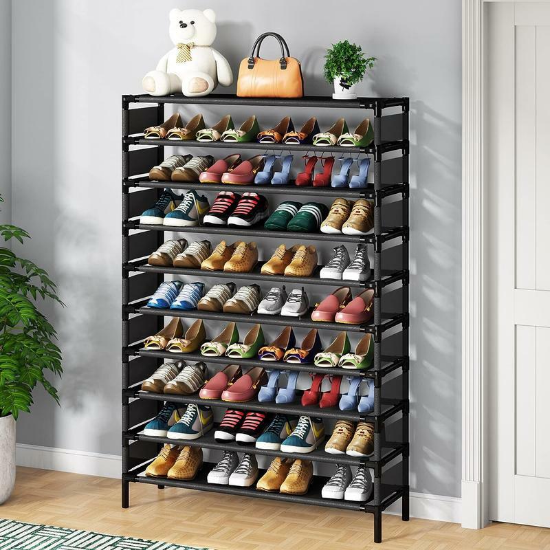 Tribeigns rak sepatu 10 tingkat, rak sepatu kapasitas besar untuk 50 pasang, hemat ruang penyimpanan sepatu