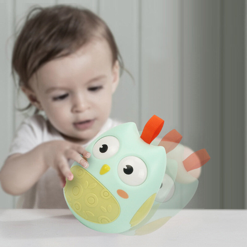 Cute Baby zabawka Tumbler s kiwając ruchome oczy lalka sowa grzechotki dla dzieci prezenty Baby Roly Poly zabawka Tumbler zabawka z dzwonkiem zabawki dla dzieci