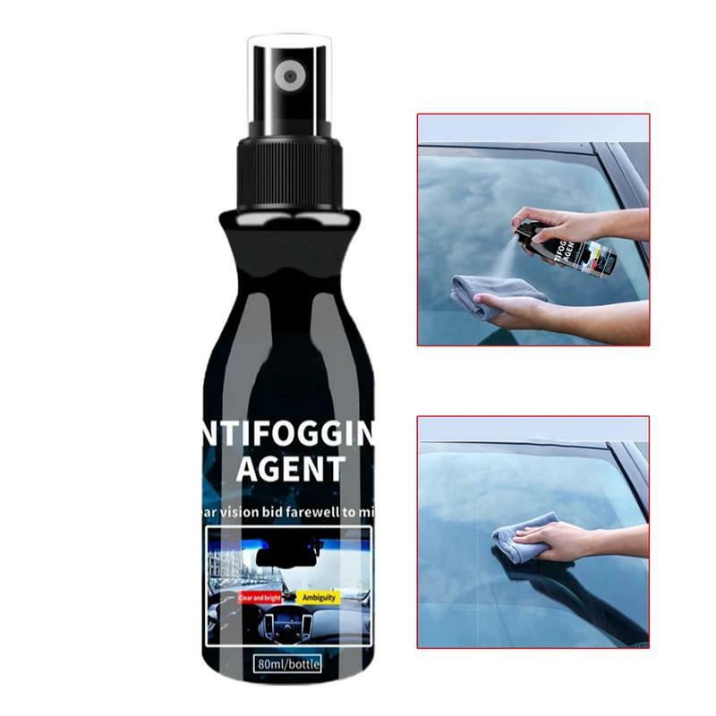 Agent de pulvérisation anti-buée pour pare-brise de voiture, longue durée, anti-buée réfrigérante, nettoyage du pare-brise, améliore la vue en verre pour les miroirs, 80ml
