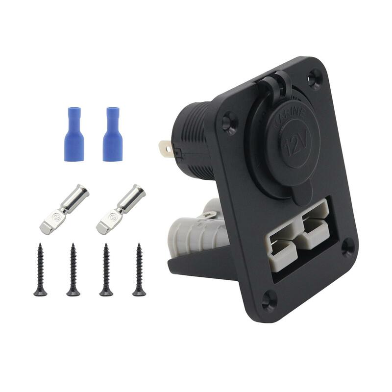 Lighter Socket Plug Flush Mount Power Outlet Adapter Replacement Mounting Bracket Panel with Terminals for Boat RV Truck