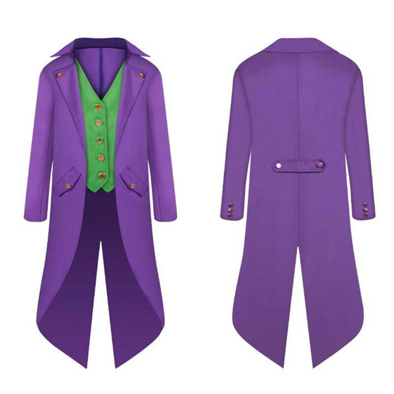 Tailcoat rétro pour hommes avec nœud papillon trempé, veste gothique steampunk, longue redingote victorienne, simple boutonnage, hirondelle pour adultes et enfants