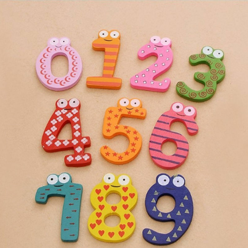 Figuras magnéticas Montessori para niños, Juguetes Educativos de madera para niños, frigorífico, palo, matemáticas, 10 unids/set por juego