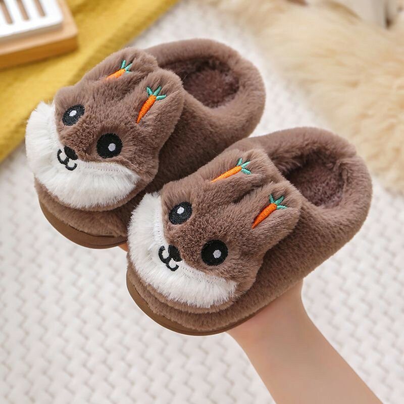 2023 Kids Home Slippers Autumn Winter Indoor Cotton Slides Cute Rabbit Non-slip Kids Shoes Fashion Baby Boys Girls Slippers