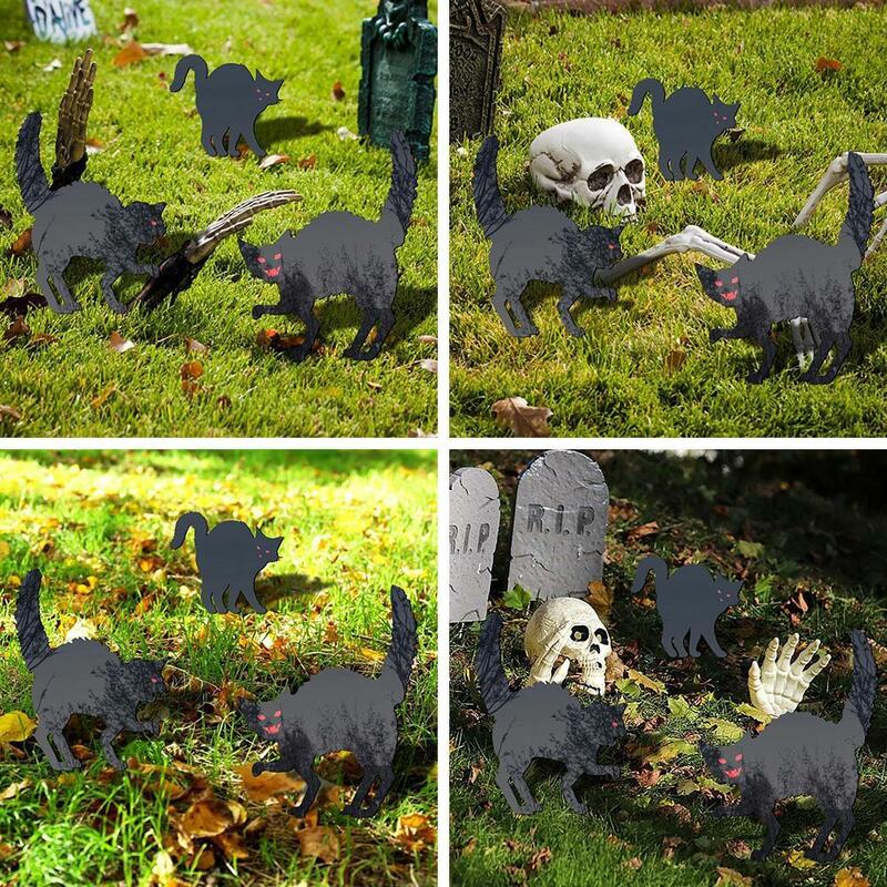 Scary Cat Animal Silhouette Garden Insert Card Acrylic Black Sculpture Prop Garden Outdoor Art Silhouette Stake Dogs Orname J8I4