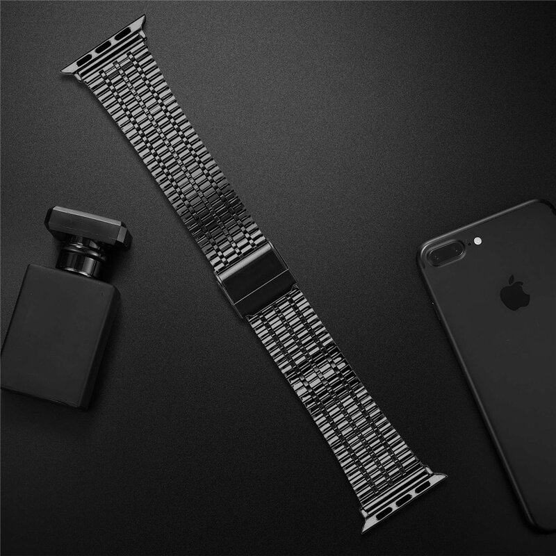 Pulseira de aço inoxidável para Apple Watch, Band, Strap, 49mm, 45mm, 44mm, 41mm, 40mm, iWatch Series 9, 7, 6, 5, SE2, 49 milímetros, 38 milímetros