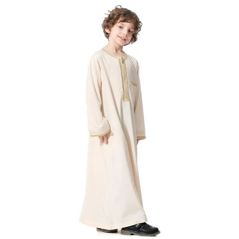 Muzułmańskie dzieci Abaya Jubba Thobe chłopiec długa sukienka islamska Ramadan dzieci Kaftan szata Dubai Arab Kaftan saudyjski nabożeństwo