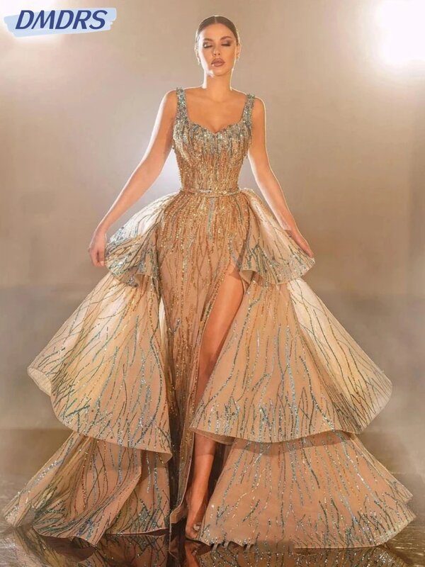 Классические коктейльные платья с рукавом-бабочкой, блестящее вечернее платье с блестками, роскошное Многоярусное длинное платье-трапеция для выпускного вечера, 2024