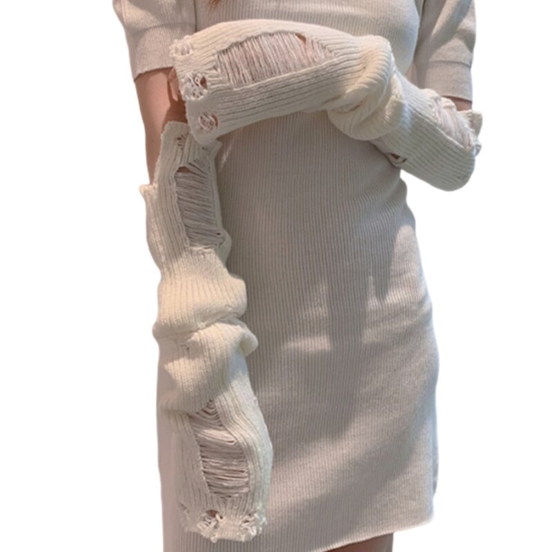 Guanti gotici con maniche lavorate a maglia per ragazze adolescenti per oggetti scena fotografici cosplay Dropship