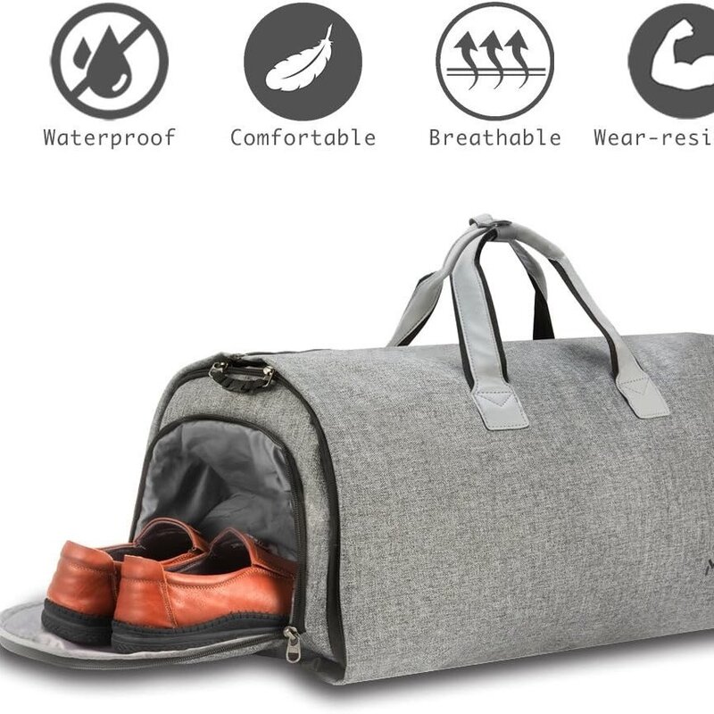 Convertible clothing bag with shoulder strap, men's carry-on duffel bag for women - 2 in 1 hanging suitcase set travel bag