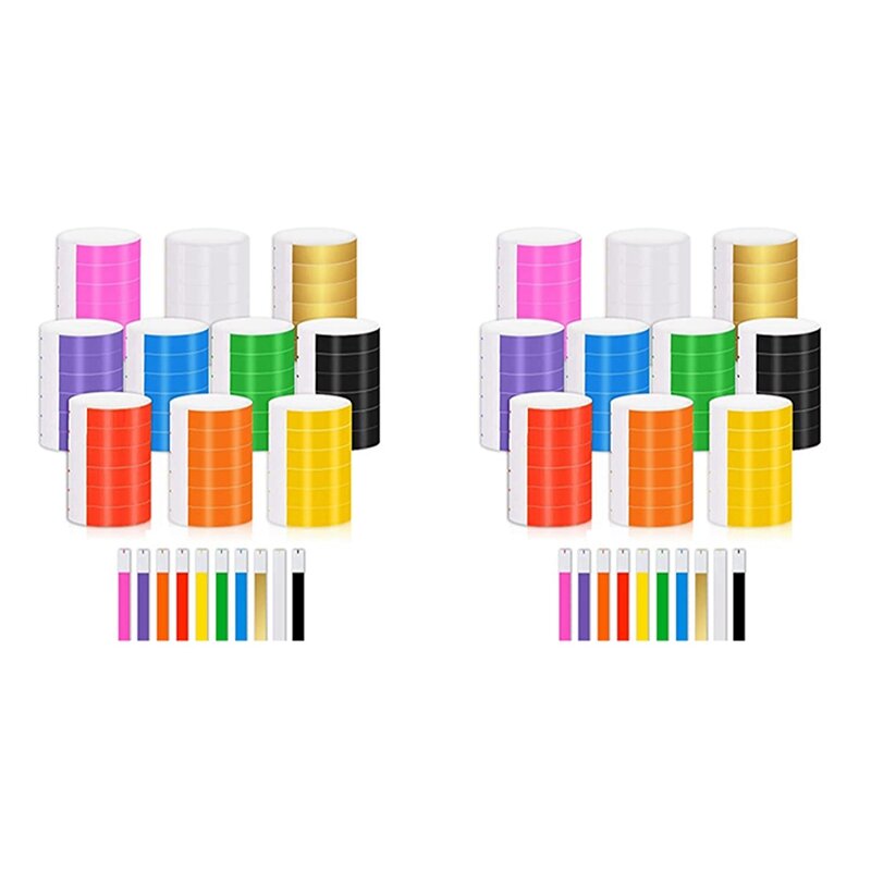 Bracelets en papier néon étanches, bracelets pour événements, adaptés aux fêtes, 10 couleurs, 2000 pièces