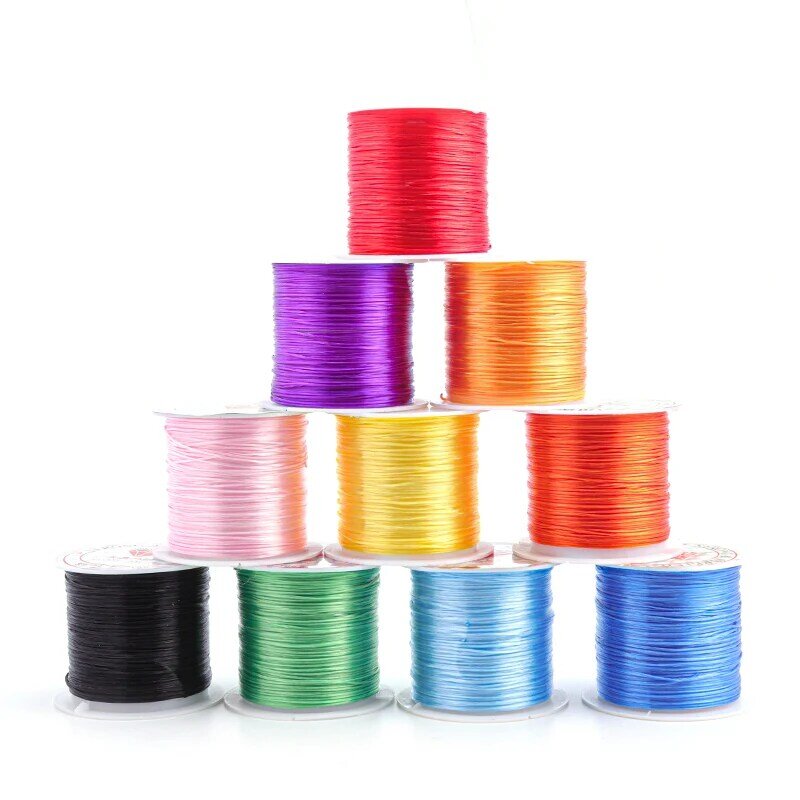 Línea de cristal elástica de nailon para fabricación de joyas, cuerda de alambre colorida para collar, pulsera y colgante, 8-100M
