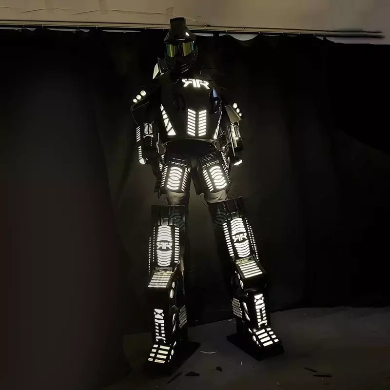 大人のためのLEDロボットダンスコスチューム,RGB stillts Walker機器,照明付きロボットの衣装,高品質のディスコナイト