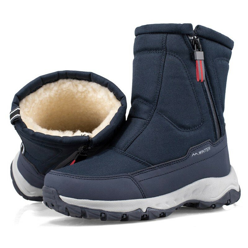 Botas de nieve cálidas para hombre y mujer, zapatos de felpa gruesa, de algodón, a media pantorrilla, para invierno, 2023